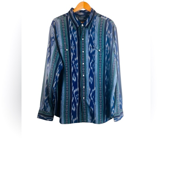 Polo Ralph Lauren Other - Vintage Polo Ralph Lauren Shirt Mens XXL Aztec Blue Southwest Cowboy Pearl Snap